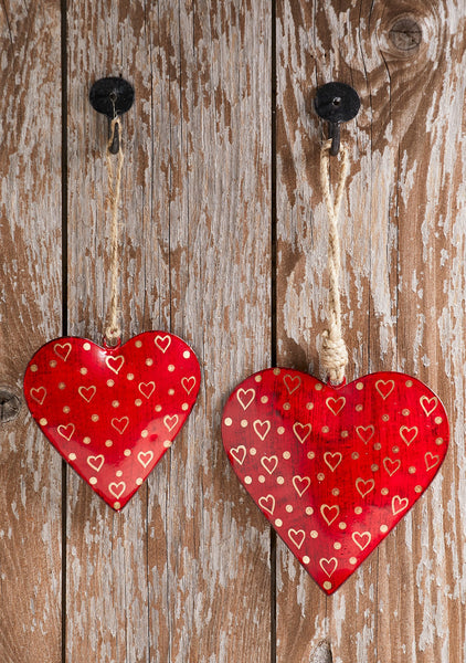 Antique Red Hanging Hearts