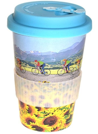 Reusable Rice Husk Travel Cup - Bikes and Sunflowers