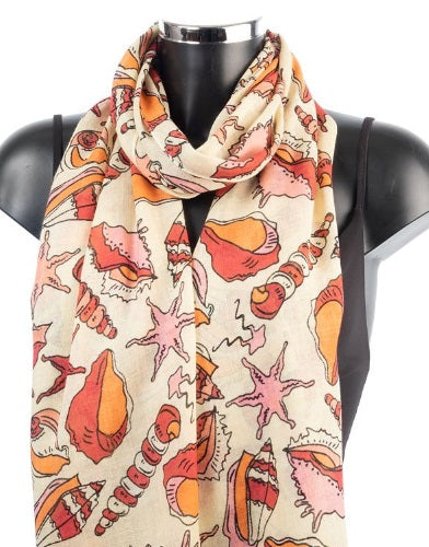 York Scarves Cotton Viscose Scarf - Shell Pattern