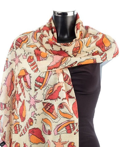 York Scarves Cotton Viscose Scarf - Shell Pattern