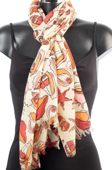 York Scarves Cotton Viscose Scarf - Shell Pattern