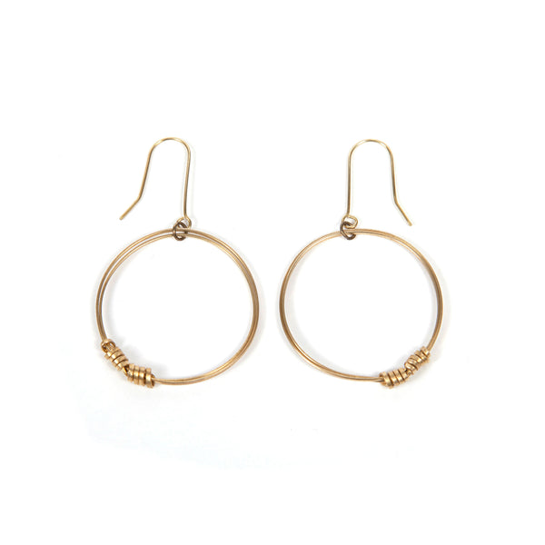 Brass Ribbon Single Hoop Earrings