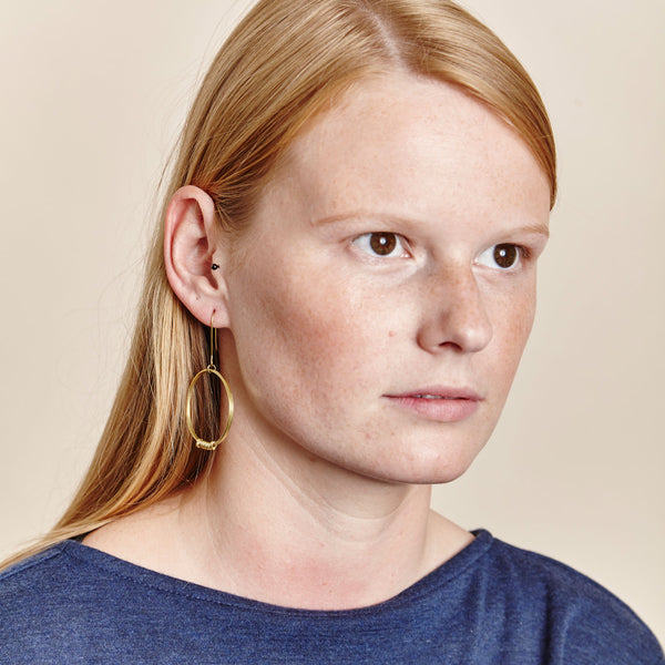 Brass Ribbon Single Hoop Earrings