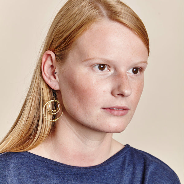 Brass Ribbon Tripple Offset Hoop Earrings