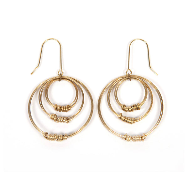 Brass Ribbon Tripple Offset Hoop Earrings
