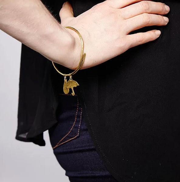 Hammered brass raindrop and umbrella bangle