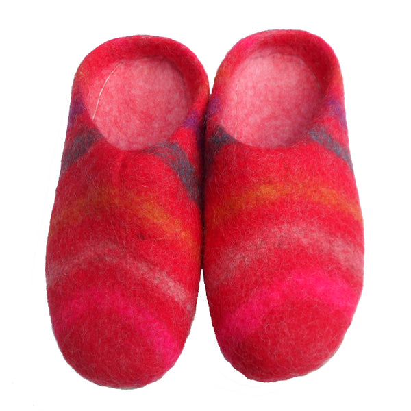 Stripey Felt Slip On Slippers for Adults hi