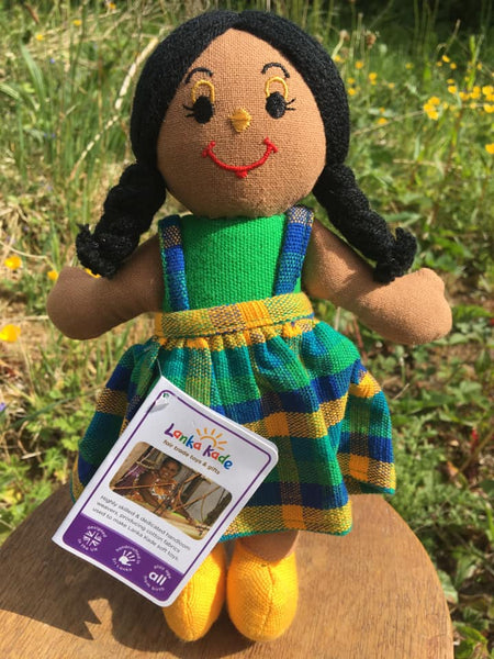 Lanka Kade Rag Doll - girl doll with brown skin and black hair