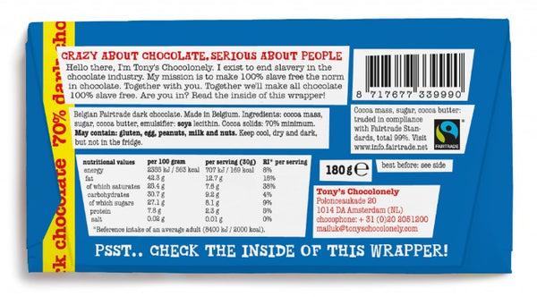 Tony's Chocolonely Extra Dark Chocolate