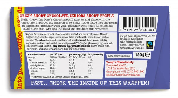 Tony's Chocolonely Dark Milk Pretzel Toffee