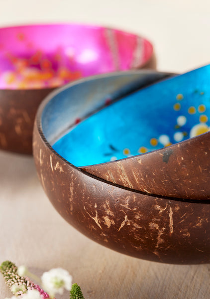Floral Design Coconut Bowls