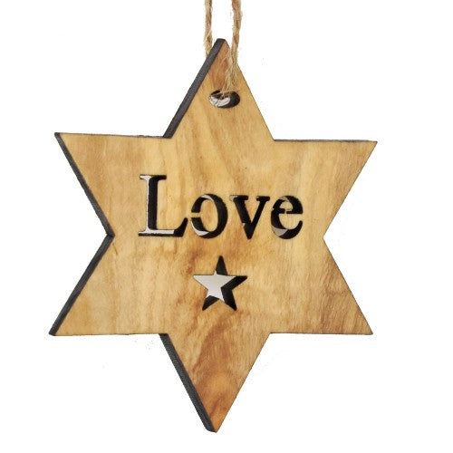 Palestinian Olive Wood - Star Message Decorations