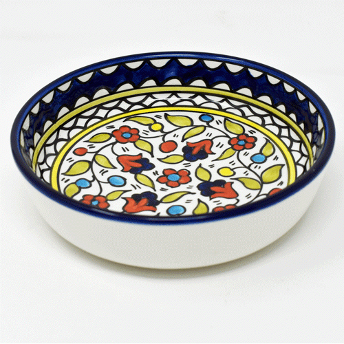Palestinian Ceramic Bowl - Floral Colours