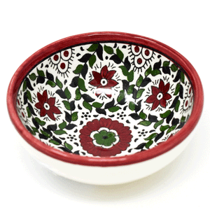 Palestinian Lantana Dipping and Spice Bowl - Burgundy and Green