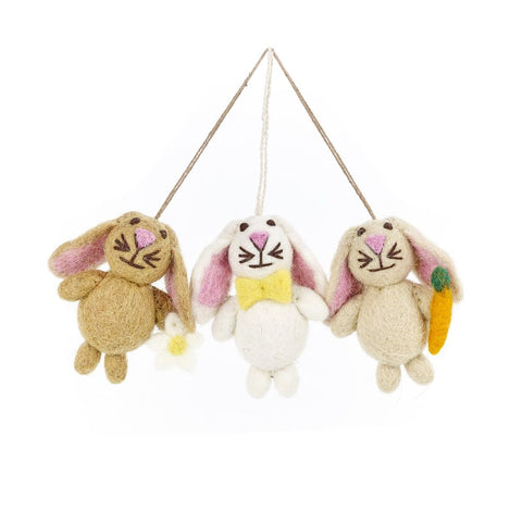 Handmade felt decoration - Mini Easter Bunnies (Set of 3)