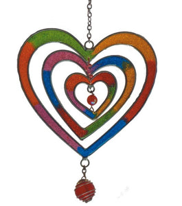 Rainbow Heart Spinner Suncatcher