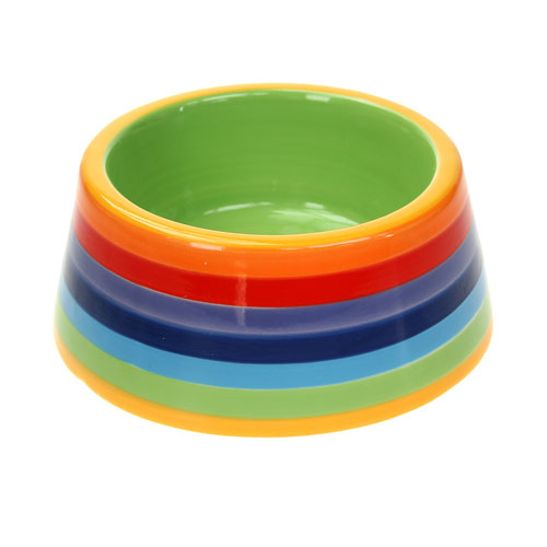 Rainbow Stripe Cat Bowl