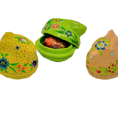 Hand painted papier-mache Easter egg boxes - bunnies