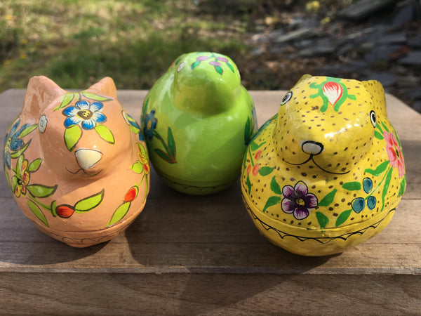 Hand painted papier-mache Easter egg boxes - bunnies