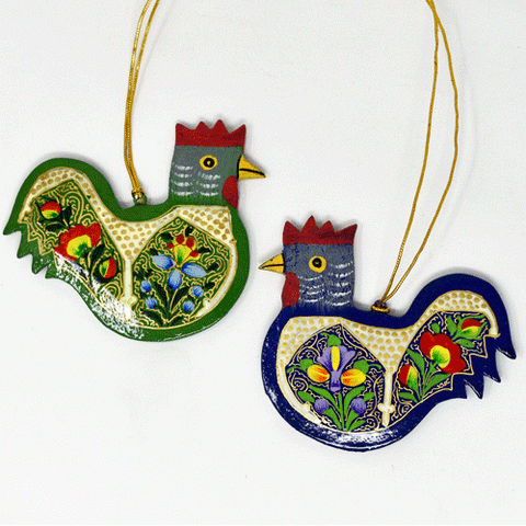 Hand painted wooden hanging chicken decoration