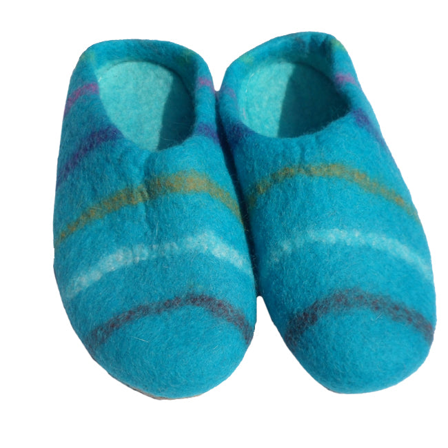 Stripey Felt Slip On Slippers for Adults hi
