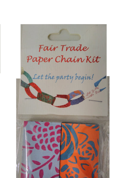 multicoloured and patterned paper chain in it's packet