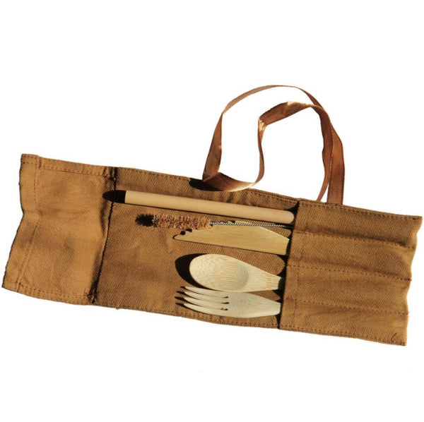 Bamboo cutlery pouch