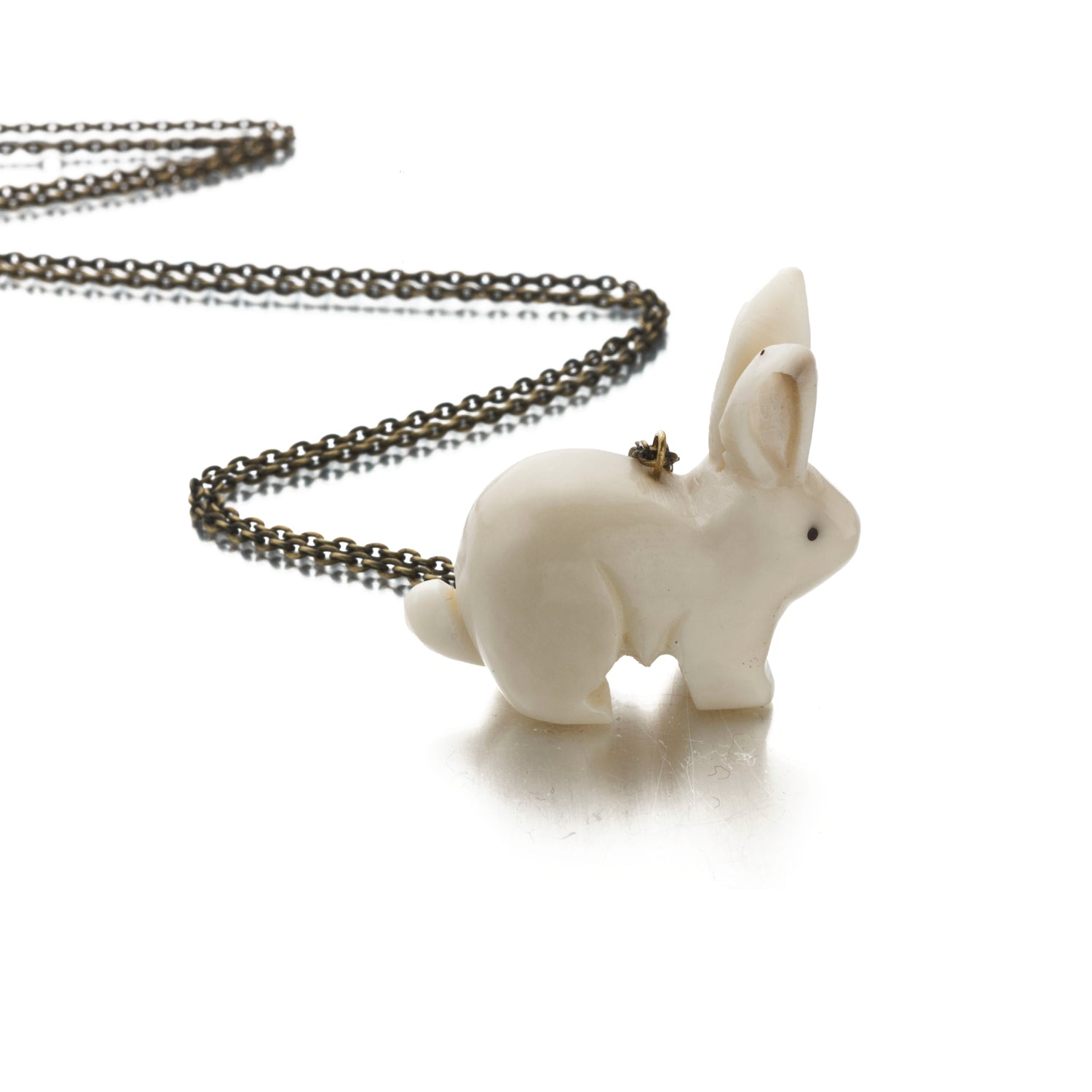 Tagua rabbit pendant