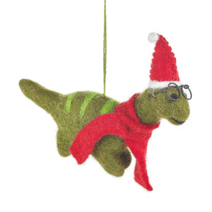Handmade felt for Christmas - Christmas dinosaur with specs