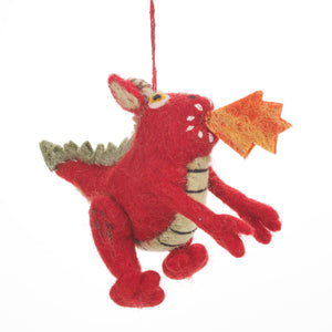 Handmade felt decoration - Red Fire Dragon