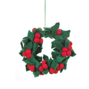 Handmade felt for Christmas - Mini holly wreath