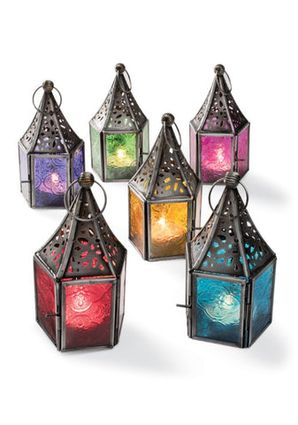 Namaste Small Moroccan Coloured Glass Lantern