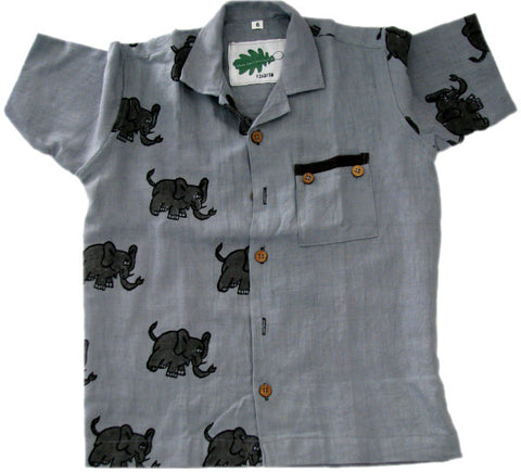 Children's organic cotton animal print shirts - Elephant