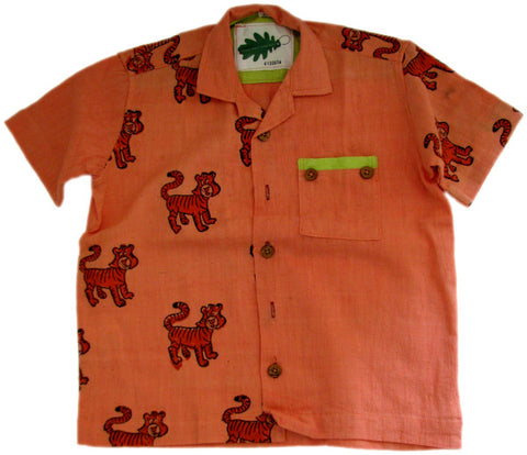 Children's organic cotton animal print shirts - Tiger